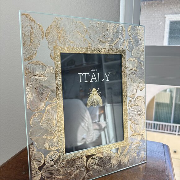 NEW - Beltrami Italy Gold Floral Real Silver Plated 5 x 7 Picture Frame - Picture 6 of 6